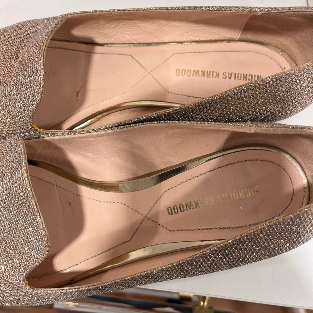 Nicholas Kirkwood Glittering Gold Women's Loafers - Picture 6 of 8